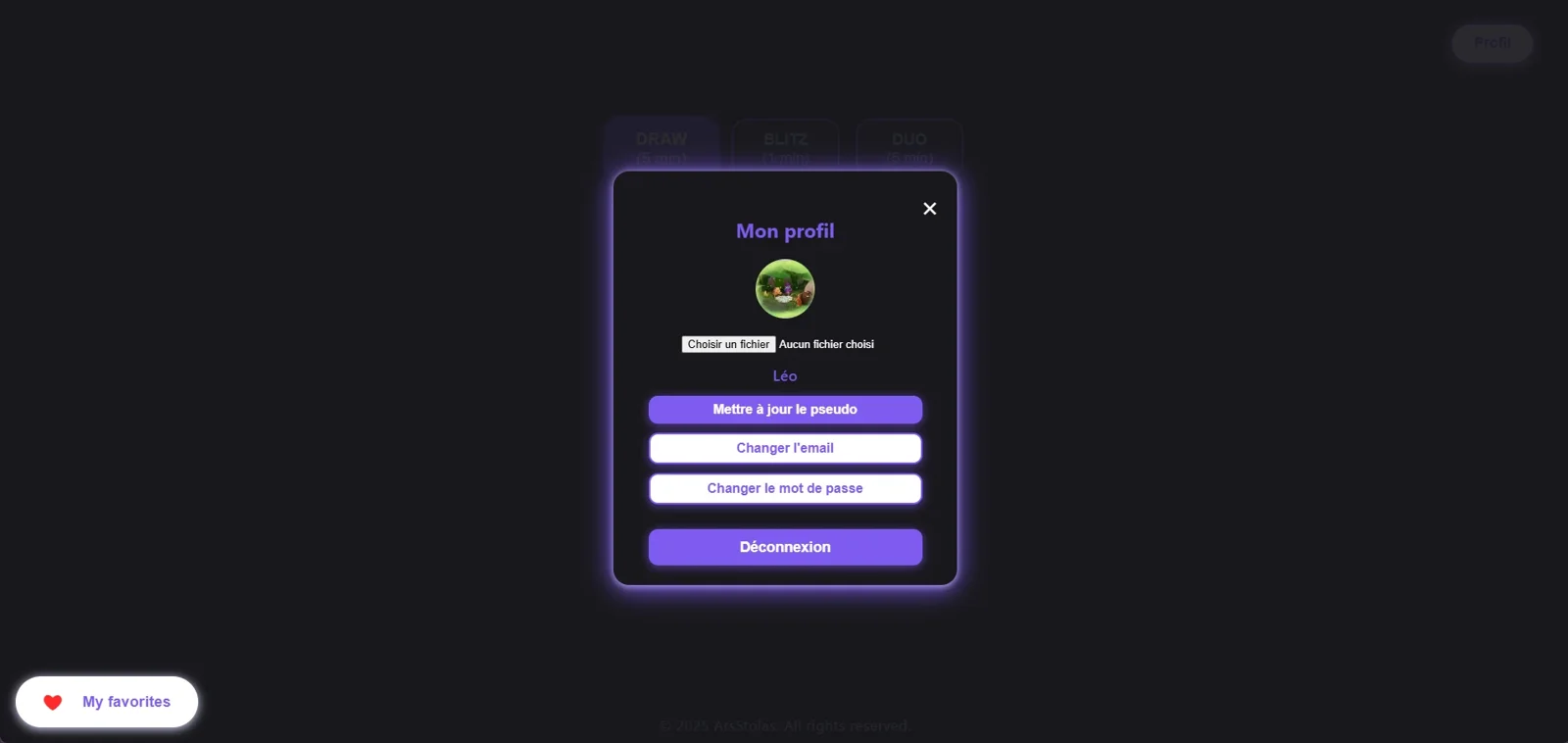Gestion du profil utilisateur dans Draw Of The Day