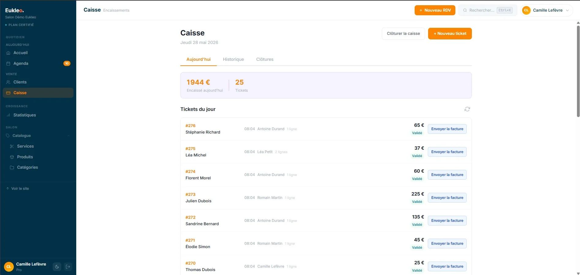 Interface de caisse et d’encaissement Eukleo