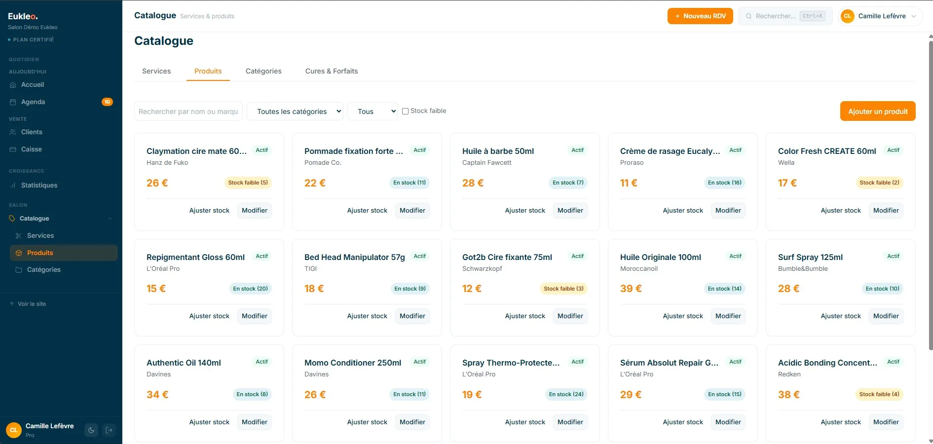 Gestion des stocks et des mouvements de produits dans Eukleo